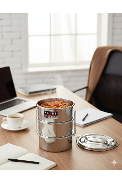 Abant Çelik 3'lü Sefertası Yemek Taşıma Kabı - 14 X 7 Cm Fma010640