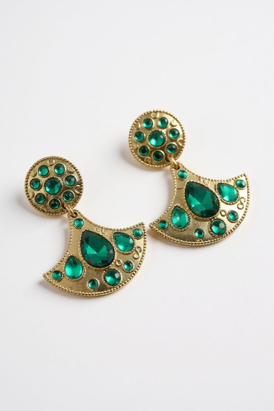 maia Green Stone Fan Earrings