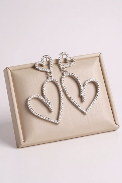 maia Shiny Stone Heart Earrings