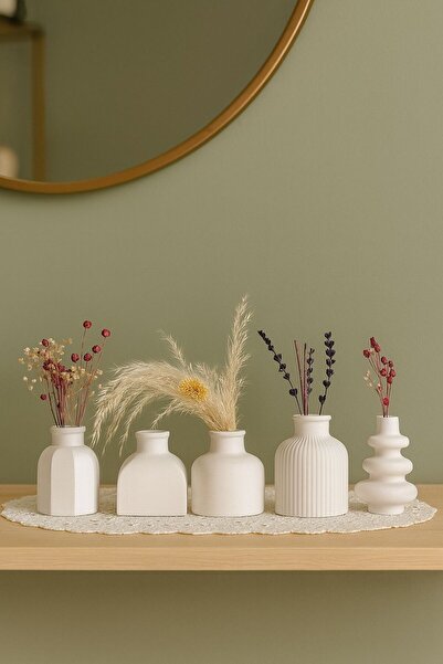 LİZA HOME DECORATION 5’li Mini Dekoratif Vazo Seti – El Yapımı