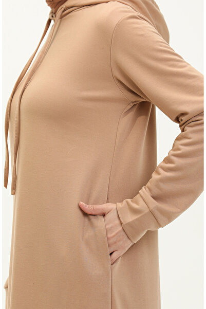 sefamerve Спортна рокля с качулка - двуслойна, кремава 0190-08