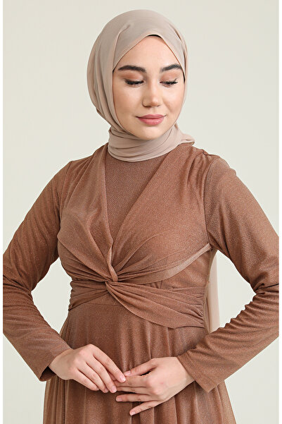 sefamerve Βραδινό φόρεμα Milk Coffee Glitter - 5397-16