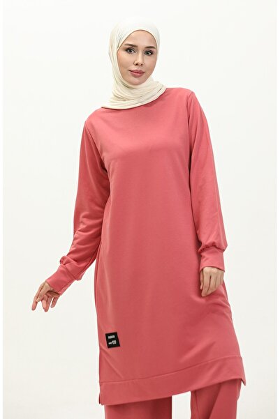 sefamerve Σετ τούνικ και παντελόνι με ανοιχτό αποξηραμένο τριαντάφυλλο - 0044-19