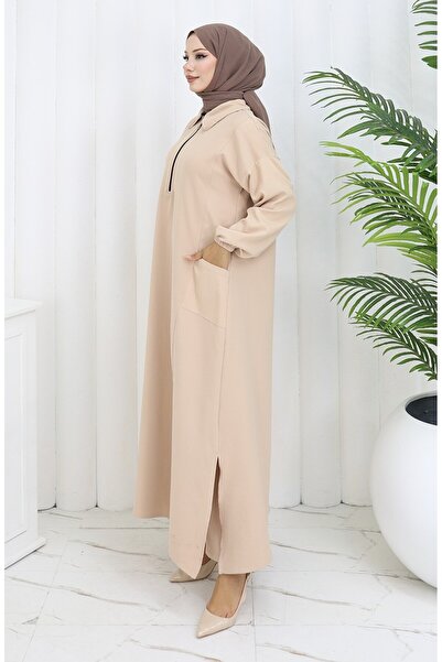 sefamerve Παντελόνι μακρύ χιτώνα με διπλό ύφασμα, δύο τεμαχίων 0034-06 Μπεζ