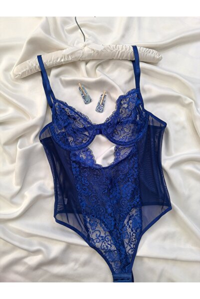 İNKO İÇ GİYİM Δαντελένιο κορμάκι με διάφανο κάτω μέρος με κουμπώματα