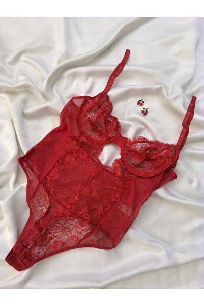 İNKO İÇ GİYİM Δαντελένιο κορμάκι με διάφανο κάτω μέρος με κουμπώματα