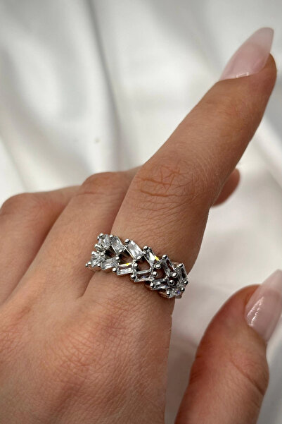 Leo'Stone خاتم نسائي قابل للتعديل من الزركون على شكل باجيت كامل من الموسم الجديد