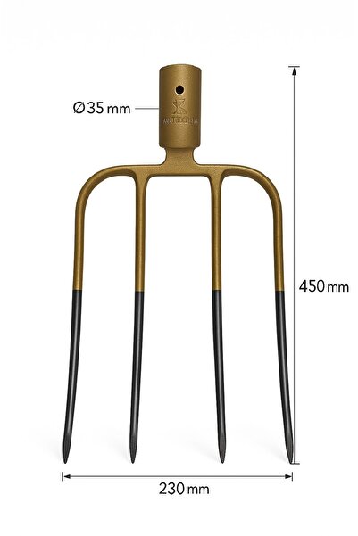 Toptancı Amca 4 Diş çelik Ot Dirgen Ot Yabası Saman Dirgeni Ot Çatalı Demir Tırmık Sapsız
