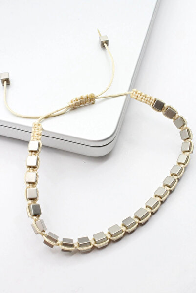 Leo'Stone سوار رجالي من سلسلة Premium Series متعدد المكعبات بلون كريمي من حجر...