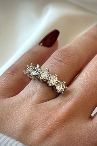 Leo'Stone Special Series Big Stone Classic 5 Stone Design Adjustable Women's Steel Ring