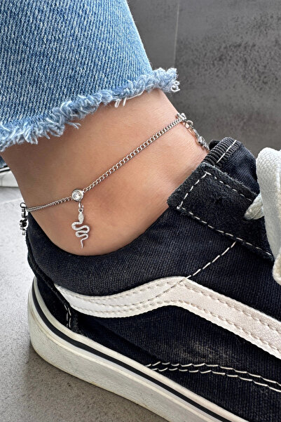 Leo'Stone Dangle Snake Model Women's Steel Anklet