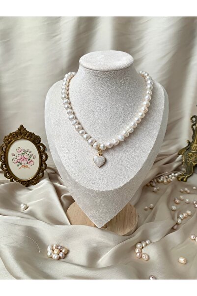 JOVİ ATELİER Gerçek Doğal Beyaz Kadın Inci Kolye Çelik Bağlantı Aparatlı Altı...