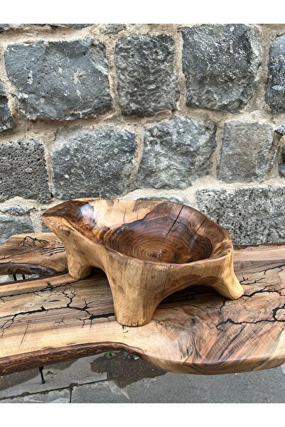 Genel Markalar Ceviz Ağacından El Yapımı Organik Ayaklı Çerezlik/Meyvelik 26*37 cm Derinlik 7 cm