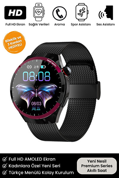 Noriyen Kadınlara Özel SK6 Mini Premium Çelik Kasa ve Deri Kordonlar Türkçe K...