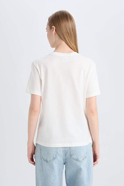 DeFacto Γυναικείο κοντομάνικο μπλουζάκι D9112AX/WT32