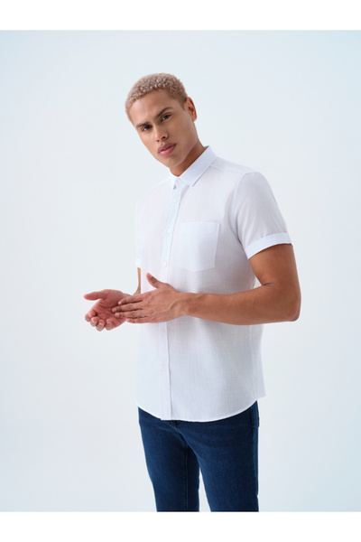 Loft Ανδρικό κοντομάνικο πουκάμισο με κανονική εφαρμογή LF2024492