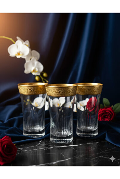 DECOSTYLE Azur Lux Golden Coating - 300Cc Pasabahce Soft Drink and Water Glass