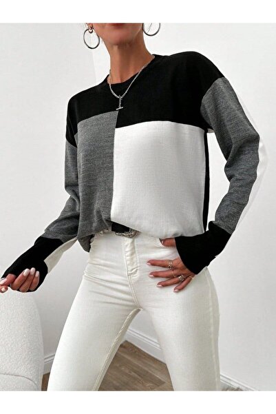 merysare Γυναικεία πλεκτή μπλούζα με λαιμόκοψη με σχέδιο