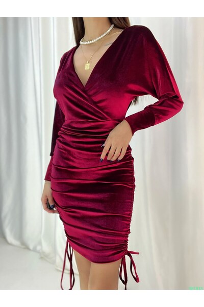 rengastyle Rochie de damă din țesătură din catifea cu guler dublu (opțiuni de...