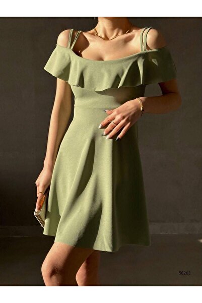 rengastyle Țesătură creponată colorată - Rochie de damă cu gât