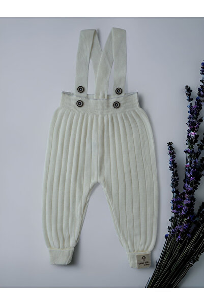 Asya Bebe Hanging Buttoned Baby Kids Knitwear Tights Salopet Ecru