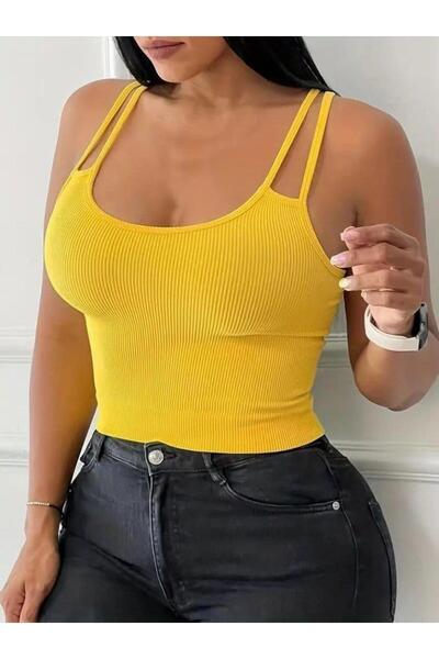 rengastyle Crop din țesătură pentru camisole cu bretele duble pentru femei (c...