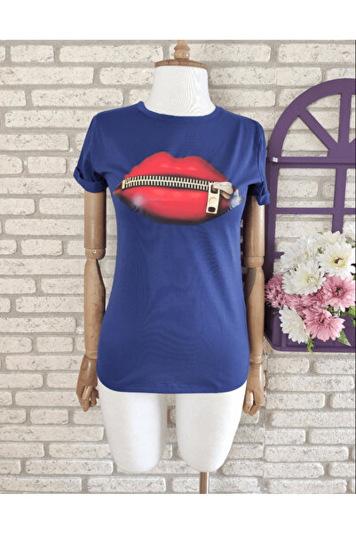 ahanora Tricou din bumbac cu imprimeu buzelor un singur jerseu 65cm