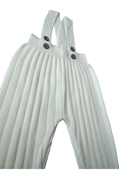 Asya Bebe Hanging Buttoned Baby Kids Knitwear Tights Salopet Ecru