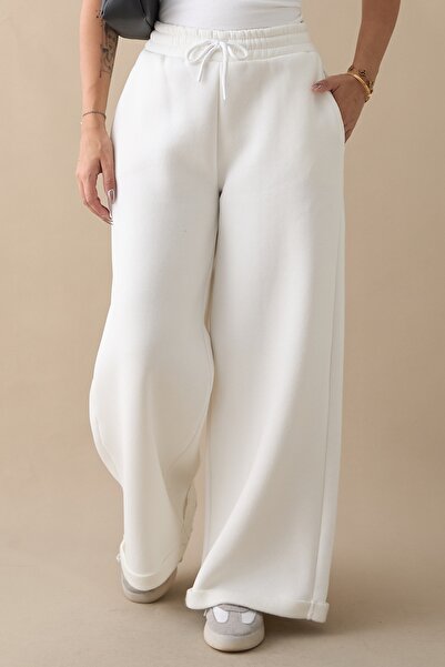 InStyle Παντελόνι εκρού με φαρδύ πόδι
