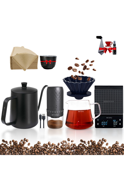 MIBRU V60 Coffee Maker Set Pour over drip 09 pcs With electric grinder