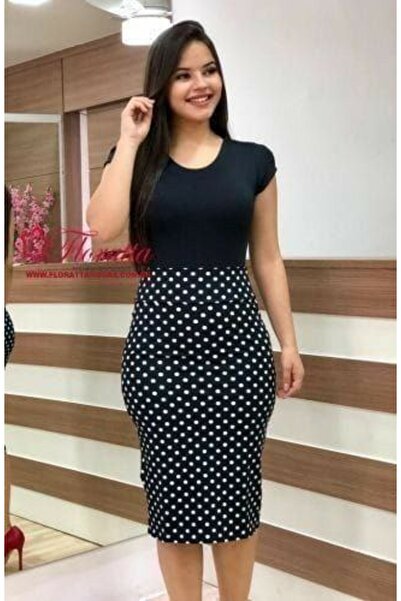 rengastyle Rochie de damă din crepon cu buline, cu mânecă scurtă, cu mânecă s...