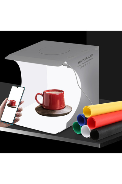 Choice مجموعة صندوق إضاءة استوديو تصوير صغير أبيض 20 سم قابل للطي محمول 550 لومن مع 6 مصابيح LED