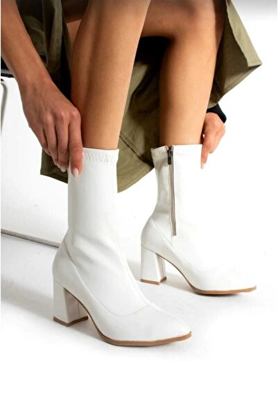 Shopping Line Cizme lungi cu toc în stil elegant, cu fermoar, pentru femei YSC Lussi, albe