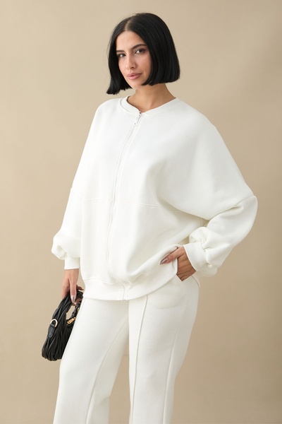 InStyle Λευκό Σετ Φούτερ με Φερμουάρ