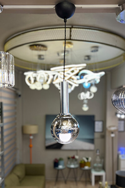 MINIMAL ETICARET VE BILGI TEKNOLOJILERI Globe Black & Silver ONE Sarkıt Cam A...