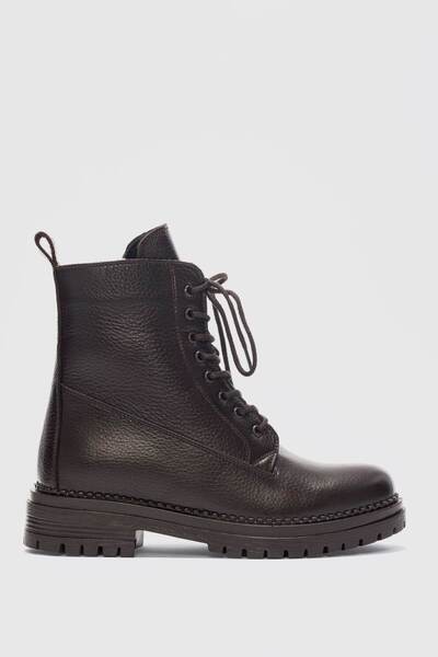 selinshoes Γυναικείες μπότες Pablo από γνήσιο δέρμα με κορδόνια - ΚΑΦΕ