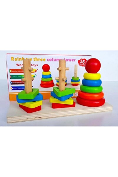 Ludinoo Educational wooden rainbow towers – set of 3 columns for stacking and...