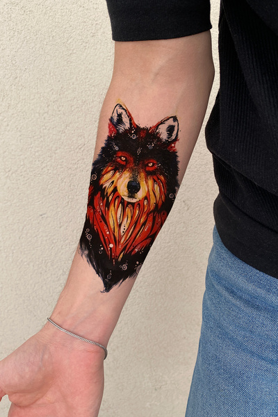 BiWini Kızıl Kurt Geçici Dövme Bilek Boyun Kol Bacak Ve Göğüs Erkek Kadın