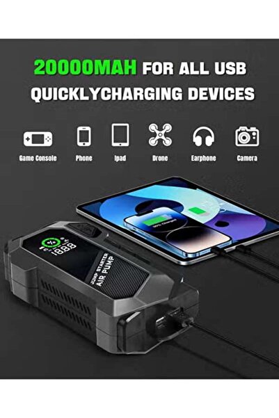 AGD Battery Booster Power Bank with Tire Inflator and Emergency Light