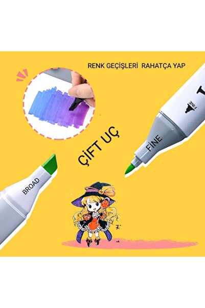 TOUCH SKETC 120'li Marker Kalem Seti Çift Taraflı Gri Çantalı