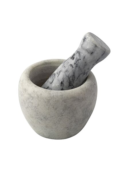 Kitchen Design Lab Doğal Desenli Yekpare Mermer Oyma Havan Beyaz Renkli Düz Model