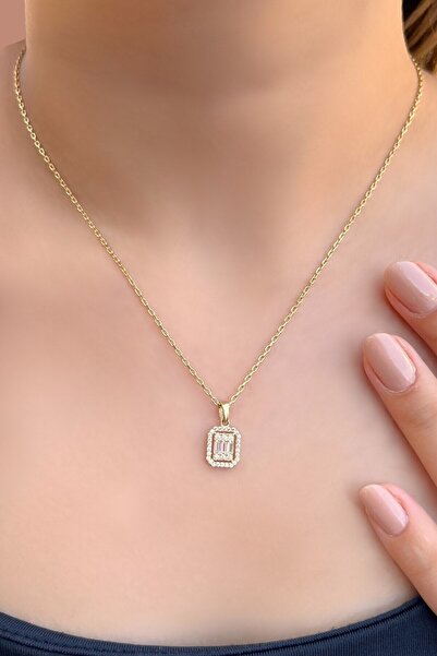 AY MÜCEVHER 8 Ayar Altın Baget Kolye 1.50 gram Şık Ve Zarif Altın Kolye Modeli