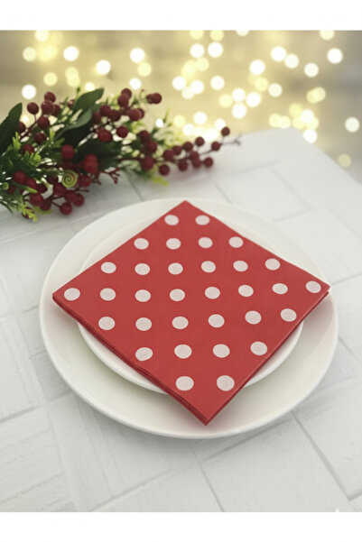 Deniz Party Store Kırmızı Puanlı Kağıt Peçete 33 Cm * 33 Cm
