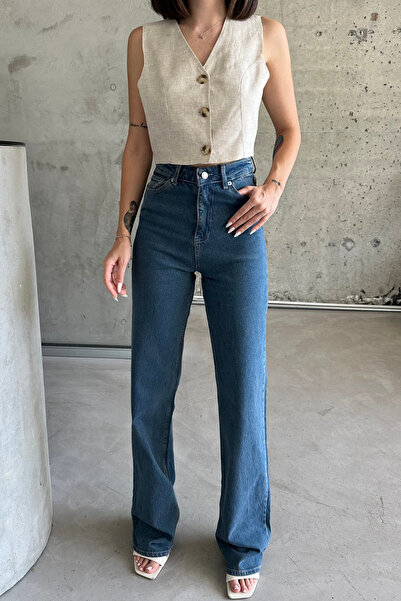 XRAY JEANS Pantaloni de damă cu talie înaltă largi Palazzo Blue Denim