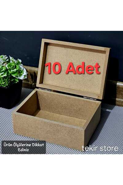 Tekir Store evinizi güzelleştirin Ahşap Dikdörtgen Öğrenci Kutu Çok Amaçlı Kapaklı Organizer Ham Hobi Boyamalık Saklama Kutusu
