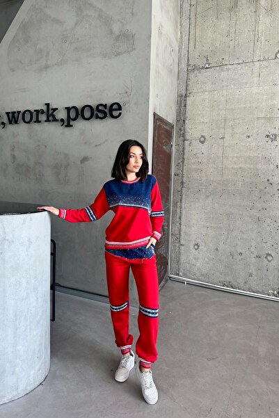 XRAY JEANS Kadın Rahat Sweat Taşlı Pantolon Eşofman Takımı