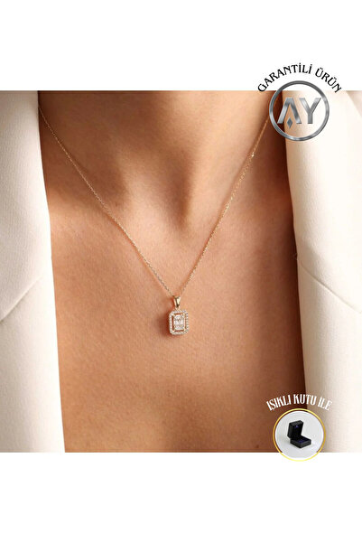 AY MÜCEVHER 8 Ayar Altın Baget Kolye 1.50 gram Şık Ve Zarif Altın Kolye Modeli