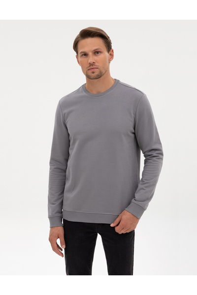 Pierre Cardin Gri 2 İplik Regular Fit Bisiklet Yaka Basic Sweatshirt 50314054-VR024