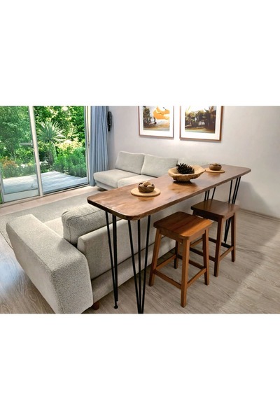 Modüler Ekipman %100 Masif Ahşap Bar Masası | Mutfak Adası, Kahve Köşesi, Yem...