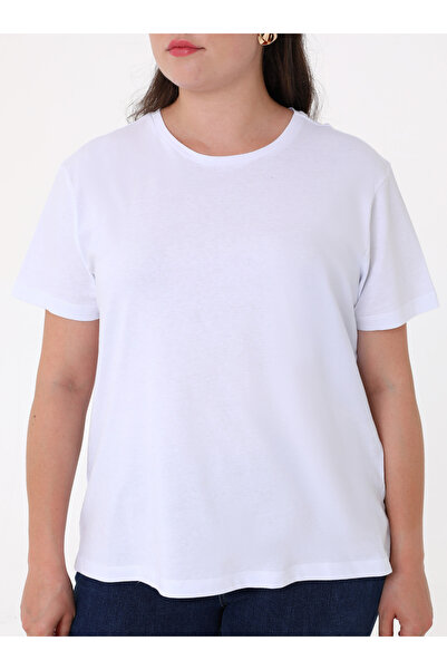 ALİA T-Shirt Crew Neck Plus Size - Λευκό - Alia
